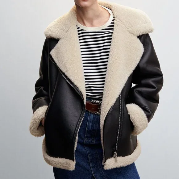 NWT Mango Faux Shearling-Lined Jacket - Picture 2 of 5